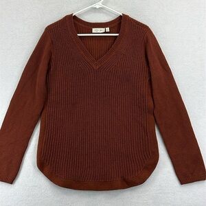 RD Style (Stitch Fix) Pullover Sweater Sz M Dk Rust Ribbed Pattern Cotton Blend